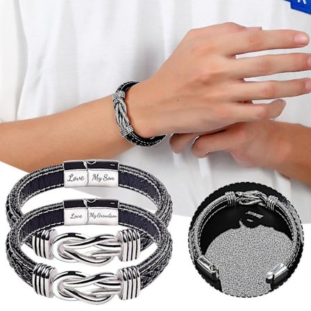 Mor och son för alltid länkade tillsammans flätad läderarmband