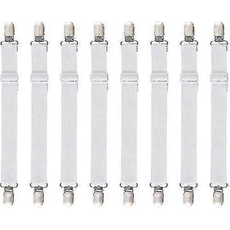 8 st (60 cm till 200 cm) Justerbar spännlakan, justerbara spännare, passar alla sängar och madrasser, vit