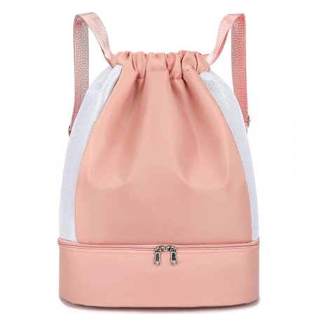 Gymbag Ryggsekk med snøring, Vanntett ryggsekk med skoskap og våtrom, Stor sportsbag - rosa