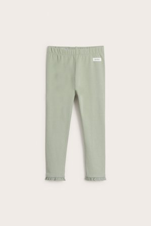 Newbie | Leggings med spetsvolang | Grön