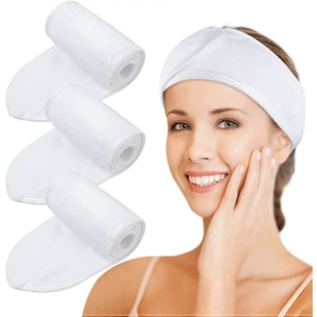 Mikrokuituinen hiuspanta naisille, meikki, kylpylä, pestävä panta kasvojen hoitoon, säädettävä ja uudelleenkäytettävä panta tarranauhalla kylpyyn, 