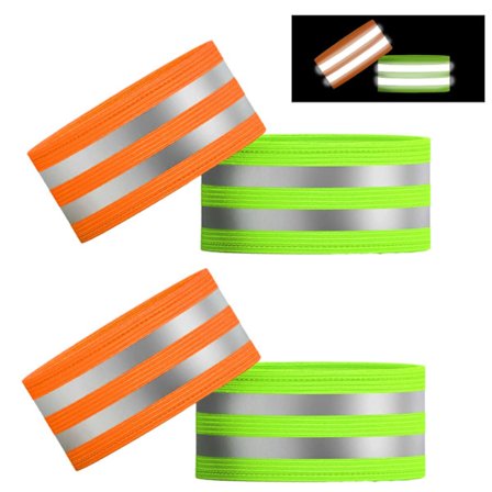 Reflekterande Armbind 4 st Reflekterande Löpararmband Hög Synlighet Elastiska Fotledsband Säkerhetsutrustning för Cykling Promenader Jogging 