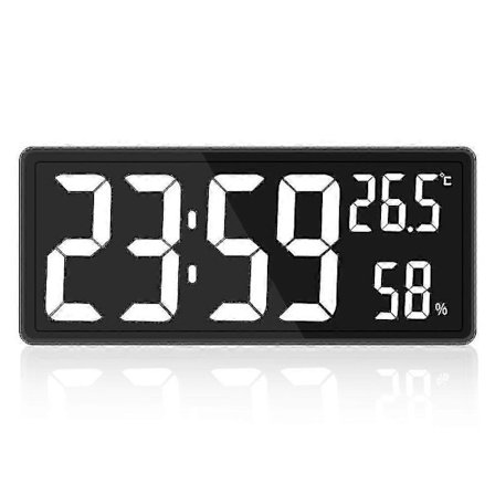 Digital Klocka Stor Display, Stor Digital Väggklocka Med Temperatur Och Luftfuktighet, Digital Väggklocka Med LED-Siffror För Sovrum, Kontor, Tydlig 