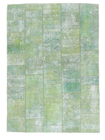 Hand Knotted Patchwork Rug 167X235 Wool Green