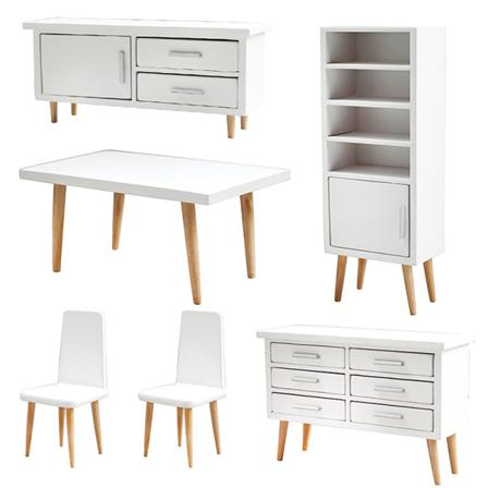 6st 1:12 Dollhouse Vardagsrumsmöbler Kit Bordsstolsskåp