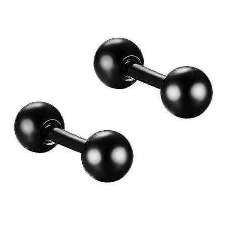 (Sort) Øreringe med stang i rustfrit stål