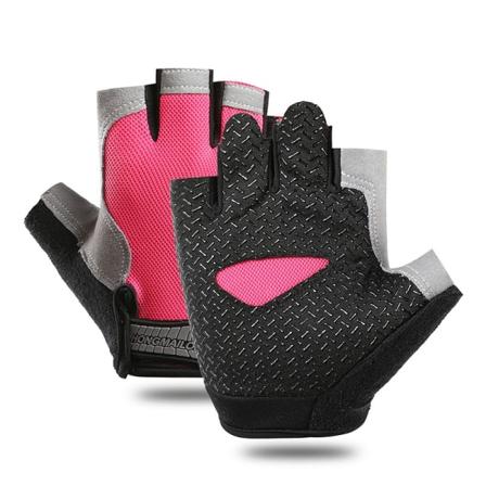 Half Finger Gel Cykelhandskar Män Kvinnor Andas Antisladd MTB Cykel Cykelhandskar Sommargym Yoga Sportträning Handhandskar Normal Pink S