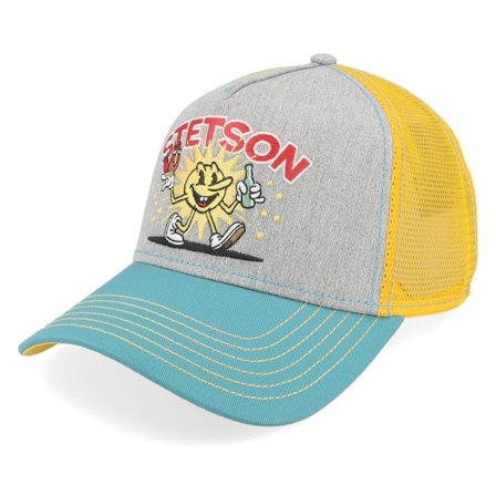 Stetson - Grå trucker Kasket - Fun Grey/Turquise/Melange A-Frame Trucker @ Hatstore