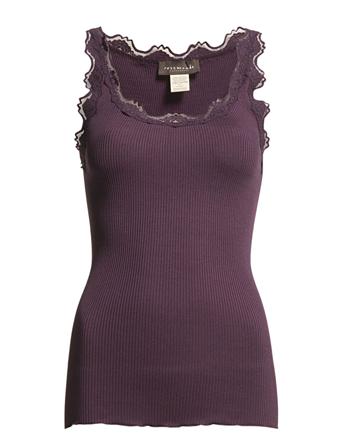 Silk Top W/ Lace T-shirts & Tops Sleeveless Lilla Rosemunde*Betinget Tilbud