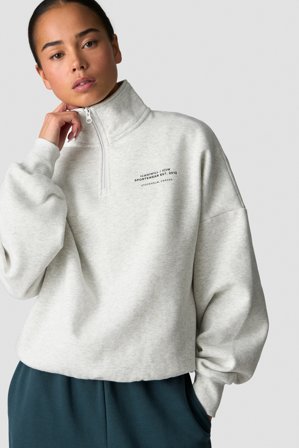 Everyday 1/4 Zip Crewneck Wmn White Melange