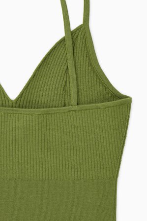 COS Women's Bralette De Lana Merino En Punto De Canalé in Verde