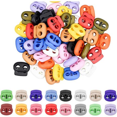 50 stk. Plast Fjærlås Stoppers, Snorlåser, Fjærlåser, Dobbelthulls Snorlåser (Tilfeldig Farge)