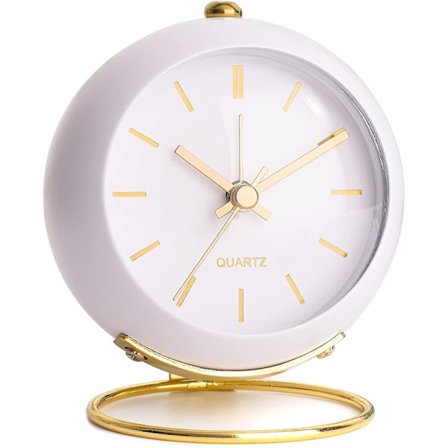 Batteridrevet Bordvækkeur med Lys, Retro Stille Analogt Lille Ur, Højlydt Bord