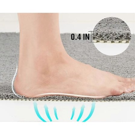 Skridsikker brusemåtte, 60x60 cm skridsikker bademåtte med afløb, blød PVC loofah bademåtte til badeværelse, hurtigtørrende, grå