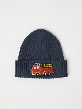Polarn O. Pyret - ribbed beanie with appliqué - 48|50 - Childrenswear - blue