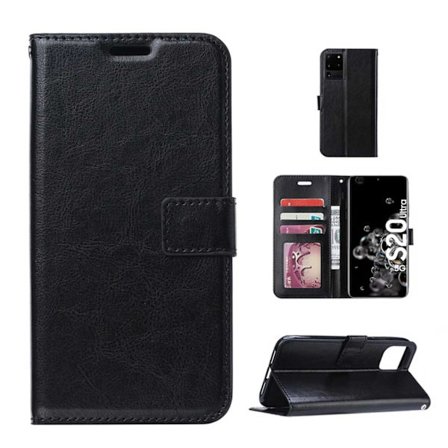 Galaxy S20 Ultra Wallet Case Black Læder Læder Taske
