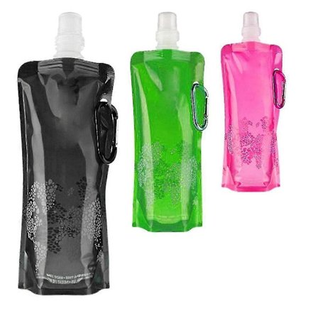 2x 500ml Sammenleggbar Vannflaske Camping Drikkepose Løping Sykling Utendørs