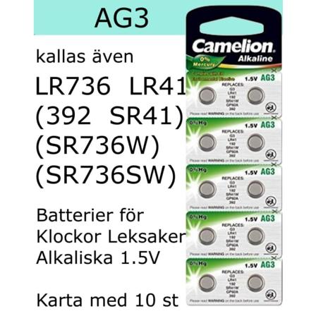 Ag03 10-pack Alk.1,5v Camelion Lr736 ( 392 Sr736sw )