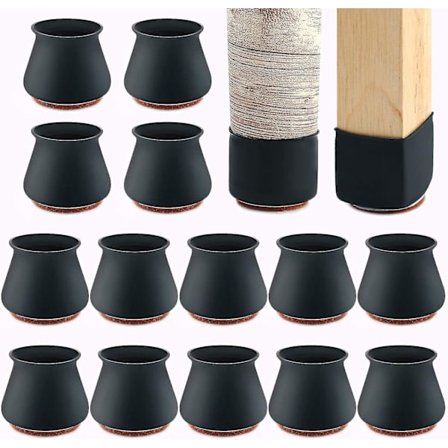 Oppgraderte silikonbeskyttere for stolbein med filt for hardtregulv, elastisk beinbeskytter