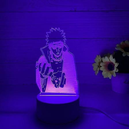 Anime 3D Nattlampa för Anime-fans - 16 Färger Byter med Fjärrkontroll Anime Manga Figur Leksak Illusion LED-lampa (21-svart bas) (FMY)