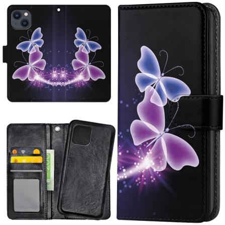 Iphone 13 - Plånboksfodral Lila Fjärilar Multifärg