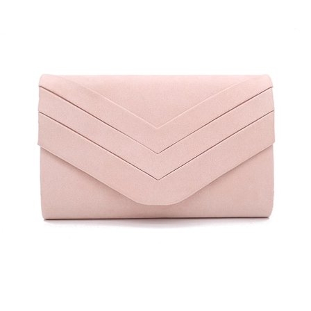 Clutch (rosa) med kjede Håndveske Stativ Fløyel Fest Kveld Veske