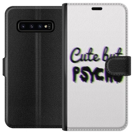 Kompatibel Tegnebogsetui til Samsung Galaxy S10 Rainbow-farvet legetøjsfigur med et glad ansigt og farverige cirkler i en legesyg studieillustration