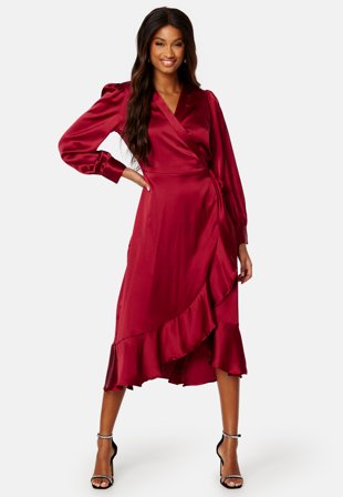 Object Collectors Item Objsateen Wrap Dress Red Dahlia Klær