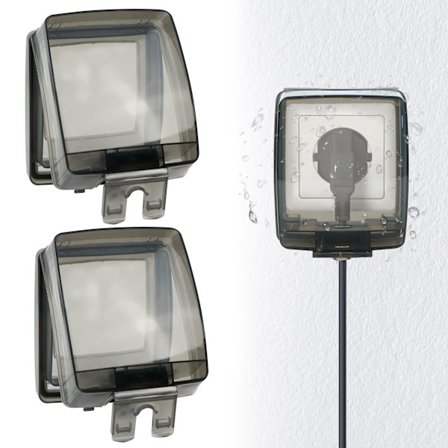 Vanntett veggboks for stikkontakt i plast - Skjult vanntett deksel for stikkontakt, sprutbeskyttelse, universelt tilbehør for bad og kjøkken (