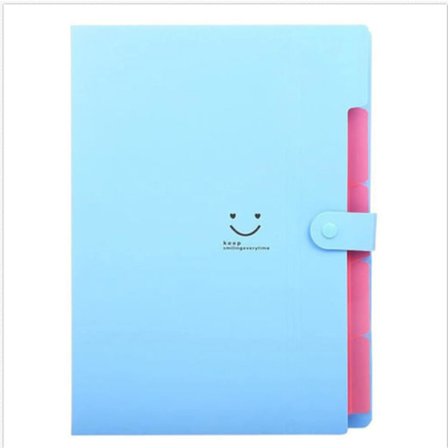 1 stk. udvidelsesmappe med 5 lommer, mappe A4 papirorganisator, organiseringsmappe (lyseblå)