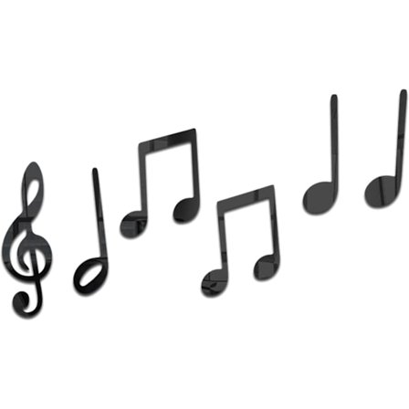 Musiknot klistermärken | Paket med 6 akryl musik väggdekor klistermärken dekaler, kreativ musiknot väggdekal, självhäftande spegel