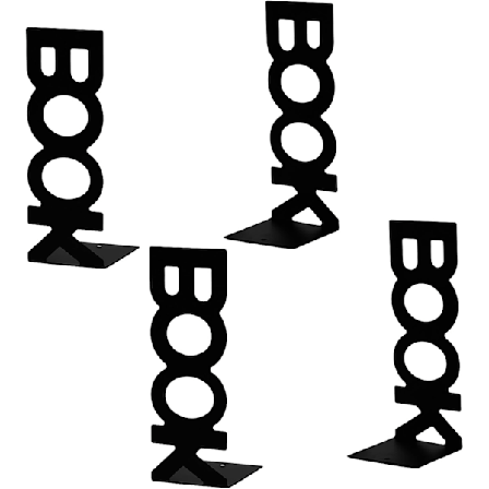 Bogstøtter, 2 Metal Bogstøtter Børnebogsstøtter Holder til Hylder Skridsikre Kunst "Bog " Stativ Mapper og Afdelere Sort 4 stk
