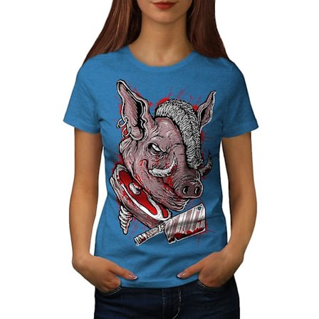 Pig Chop Pork Cool Animal Women Royal Bluet-shirt