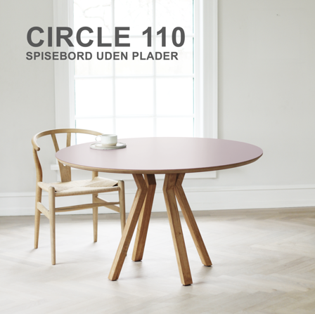 Rundt spisebord – CIRCLE Ø110, Stort håndlavet kvalitetsbord med søjleben.