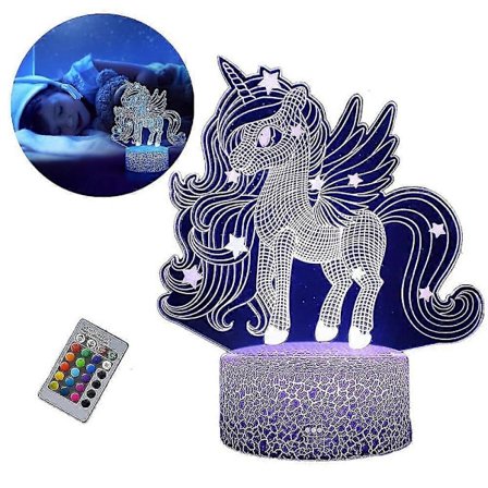 Unicorn Nattlampe Unicorn Fargerik Led Atmosfære Lys Berøringsfølsom Kreativ Bordlampe Fjernkontroll Gave Til Barn