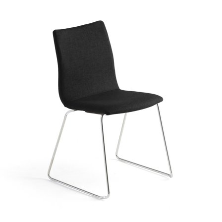 Conference chair OTTAWA with skid base, black fabric, chrome
