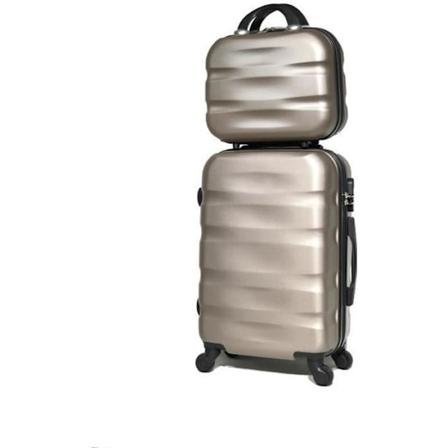 CELIMS - SÆT MED 2 - KABINEKUFFER + FORFANG - 55 cm og Vanity - Golden Champagne - 4 hjul - ABS