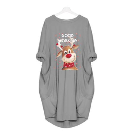 Kvinnor Jul Älg Printed Långärmad T-shirt Casual Klänning