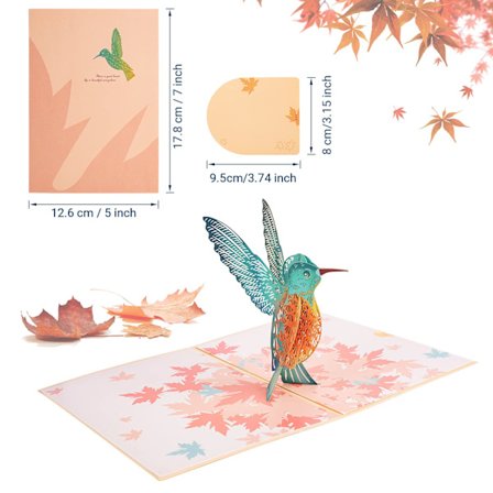 Pop-up bursdagskort. 3D-kort til jul, morsdag, valentinsdag, jubileum, tenker på deg. (Kolibri)