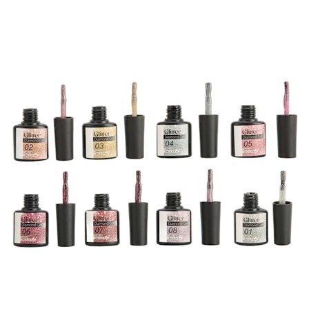 8 st Bärbara Långvariga Glitter Nagel Gel Polish Reflekterande Glittriga för Salong