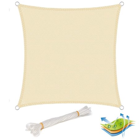 Rootz Sun Sail Canopy - Sun Protection - UV Shield - Easy Installation - Brown HDPE 2x2m, tårebestandig, dynamisk design - Optimal privatliv og luftst