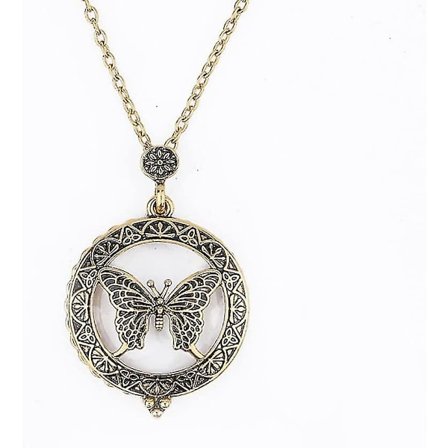 5x bærbar retro forstørrelsesglass anheng halskjede for bibliotek, lesing utsøkt trykt materiale (sommerfugl)