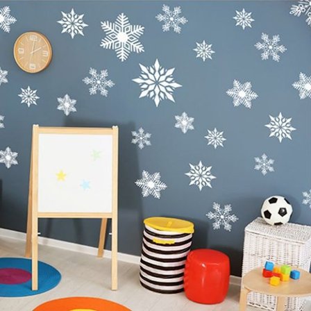 Jule-snøfnugg vindusdekorasjoner, God Jul vindusdekorasjoner for festdekorasjoner