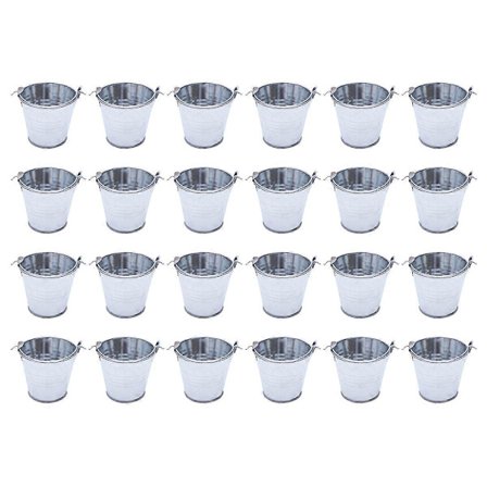 【PP】24 stk. Mini spande i metal, blomsterpotter, boligindretning, små jernurner til altanen, skrivebordsdekoration til hjemmet