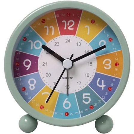 Opetuksellinen seinäkello lapsille - Opi lukemaan aikaa hiljainen äänetön koristeellinen kello luokkahuoneeseen tai makuuhuoneeseen vihreä