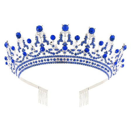 Full Diamond Crown Crown Tiara BLÅ