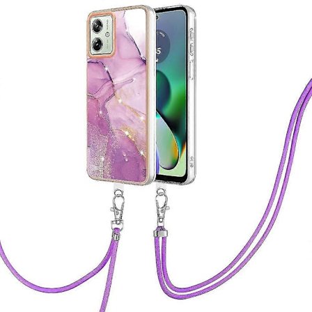 YB IMD Series-9 Etui til Motorola Moto G54 5G IMD Marmormønster TPU Cover med Lanyard 001