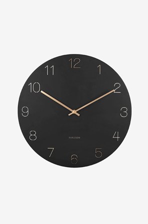 Karlsson - Seinäkello Charm Engraved Numbers - Musta - Seinäkellot & pöytäkellot - - Homeroom