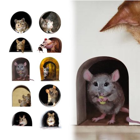 50 st Mus Hål Realistiska Väggklistermärken, Mus i Hål Väggdekal