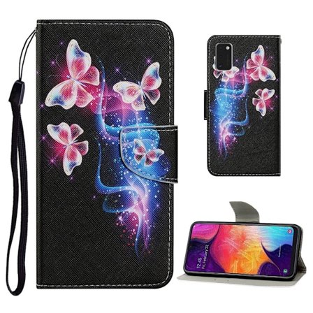 Wonderland Samsung Galaxy A41 flip kuoret - Vaaleanpunainen Perhonen